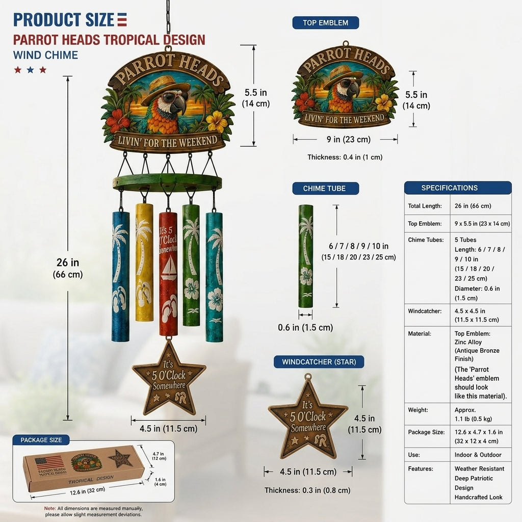 🔥Hot Sale 49% OFF🔥Parrot Heads Tropical Paradise Wind Chime