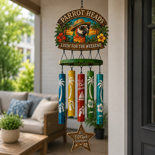 🔥Hot Sale 49% OFF🔥Parrot Heads Tropical Paradise Wind Chime