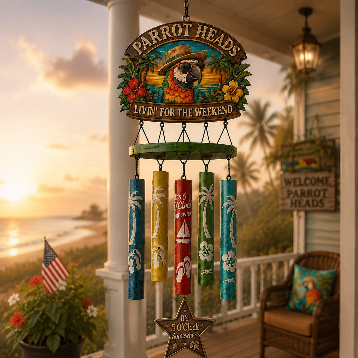 🔥Hot Sale 49% OFF🔥Parrot Heads Tropical Paradise Wind Chime
