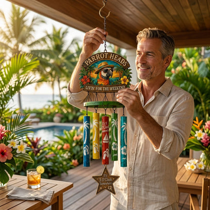 🔥Hot Sale 49% OFF🔥Parrot Heads Tropical Paradise Wind Chime