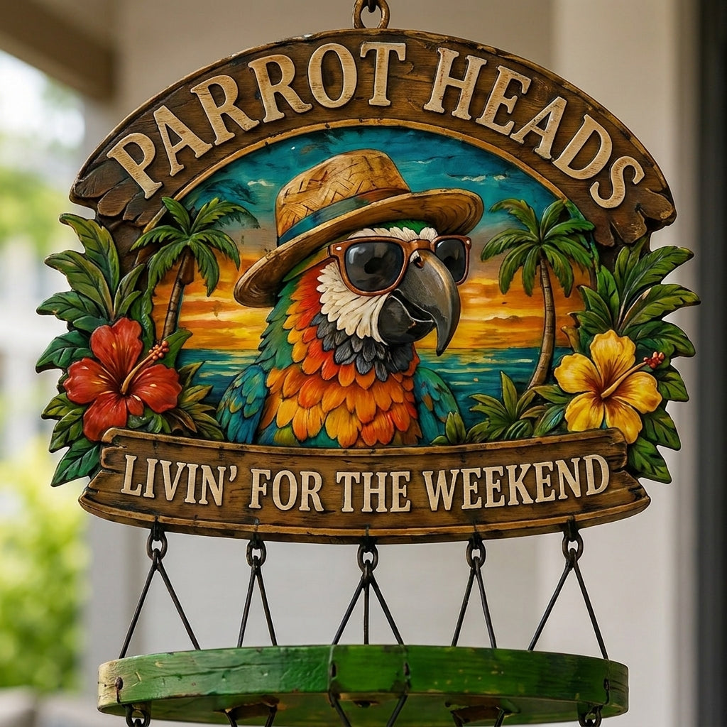 🔥Hot Sale 49% OFF🔥Parrot Heads Tropical Paradise Wind Chime