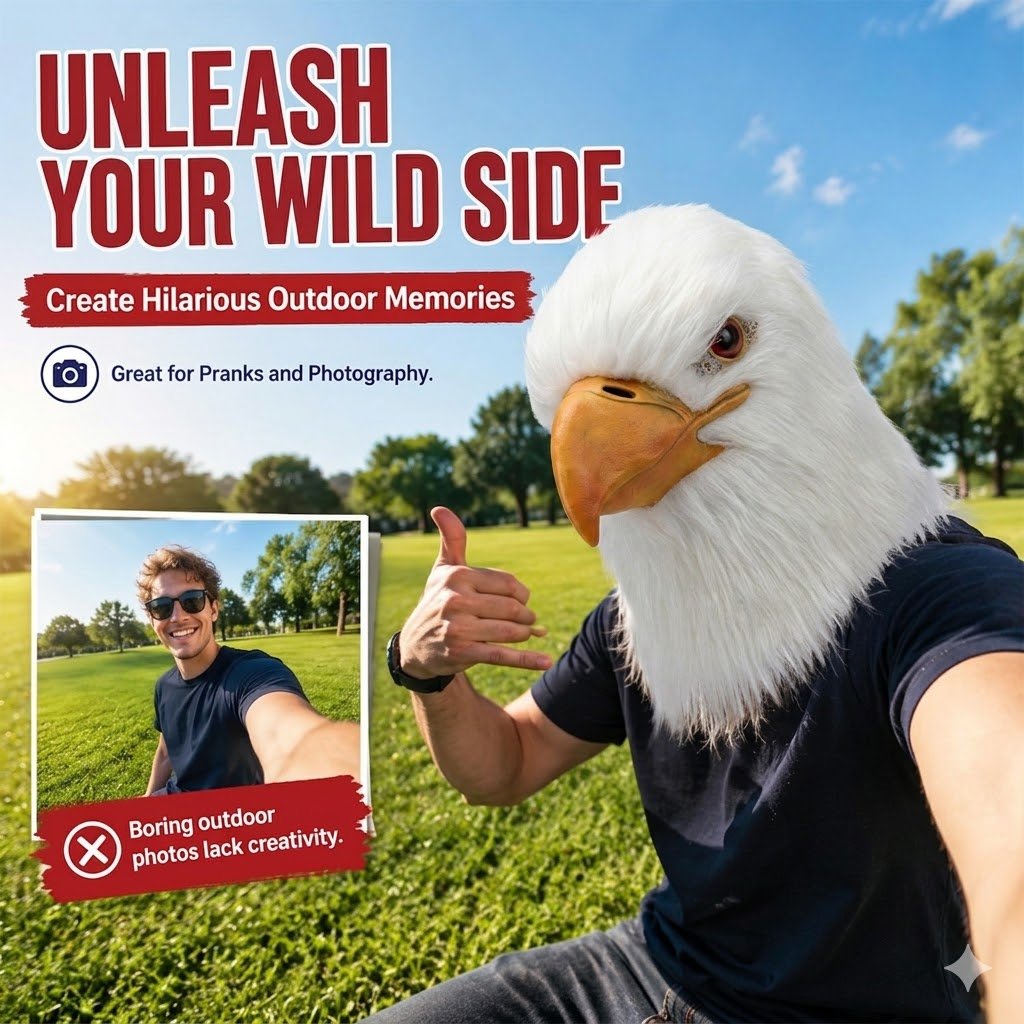 🔥Eagle Latex Mask – A Fun Halloween Mask for Adults
