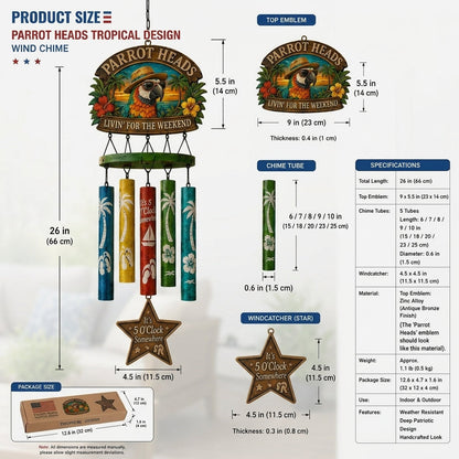 🔥Hot Sale 49% OFF🔥Parrot Heads Tropical Paradise Wind Chime